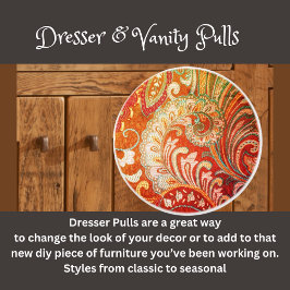 ブロケード赤オレンジ黄 セラミックノブ