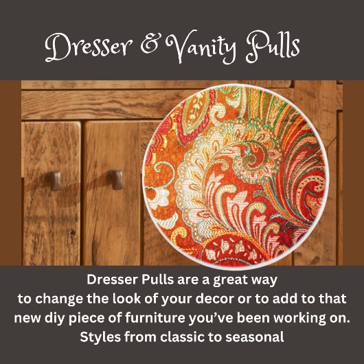 ブロケード赤オレンジ黄 セラミックノブ