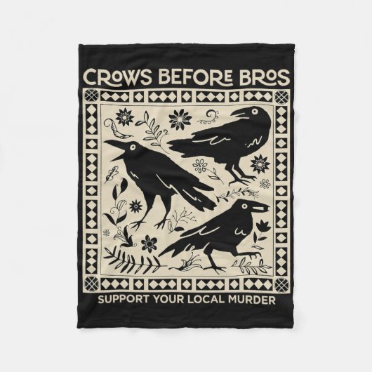 ブロスの前のカラスが君の地元の殺人を支援おもしろい フリースブランケット (正面)