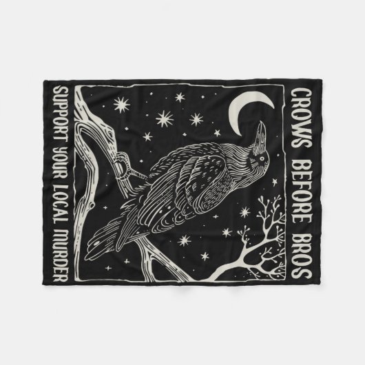 ブロスの前のカラスが君の地元の殺人を支援おもしろい フリースブランケット (正面(横))