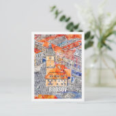 ブロソフルーマニア有名な旅行水の色のスケッチ ポストカード (スタンド正面)