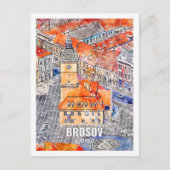 ブロソフルーマニア有名な旅行水の色のスケッチ ポストカード (正面)