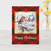 ブロダイクレスト&タータンチェック付/ロビンパーソナライズされた付 カード (黄色い花)