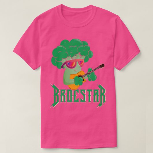 ブロッおもしろいスターギターブロッコリー Tシャツ (デザイン正面)