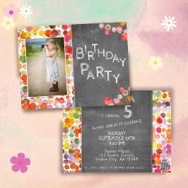 ブロッカラフルツシャルボードキッズフォト誕生日 ポストカード