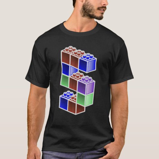 ブロックおもしろい建物5番目の誕生日ギフトカカッコいいラー Tシャツ (正面)