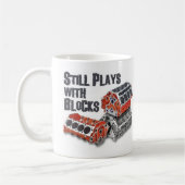 ブロックが付いているまだ演劇 コーヒーマグカップ (左)