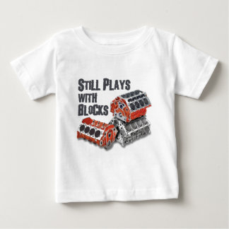 ブロックが付いているまだ演劇 ベビーTシャツ