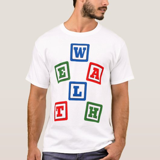 ブロックごとに築く富 経済的自由 Tシャツ (正面)