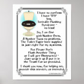 ブロックされたトイレの標識、他の何もフラッシュしない –  ポスター (正面)