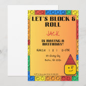 ブロックで遊ぼう誕生日招待状 招待状 (正面/裏面)