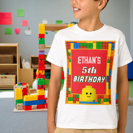 ブロックのお誕生日キッズカラフル Tシャツ