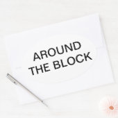 ブロックのまわりに 楕円形シール (封筒)