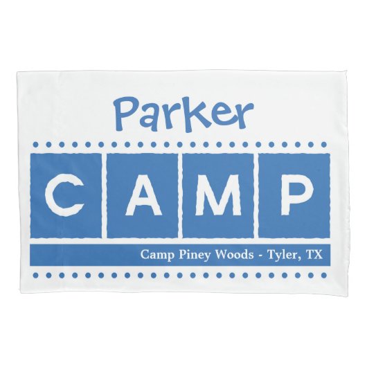 ブロックのキャンプの枕カバー-青 枕カバー (正面)