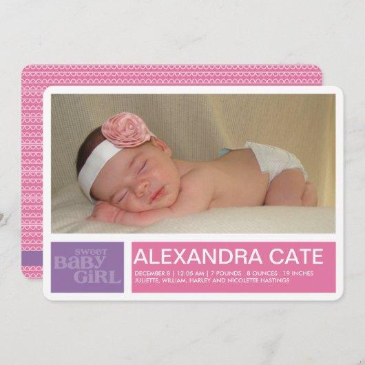 ブロックの女の子の発表 案内状 (正面/裏面)