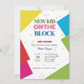 ブロックの新しいお子様向けカラフルなベビーシャワー 招待状 (正面)