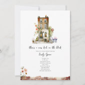 ブロックの新しい子供のフローラ女の子ベビーシャワー 招待状 (正面)