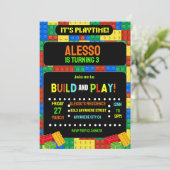 ブロックの構築 招待 デジタル キッズパーティー 招待状 (スタンド正面)