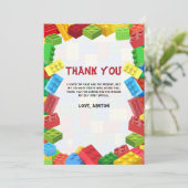 ブロックの誕生日招待状、男の子の誕生日 サンキューカード (スタンド正面)