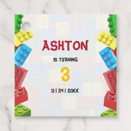 ブロックの誕生日招待状、男の子の誕生日 フェイバータグ