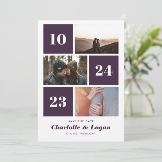 ブロックはっきりしたプラム3枚 セーブザデート (スタンド正面)