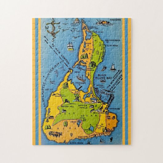 ブロックアイランドの地図 11x14 ジグソーパズル (縦)