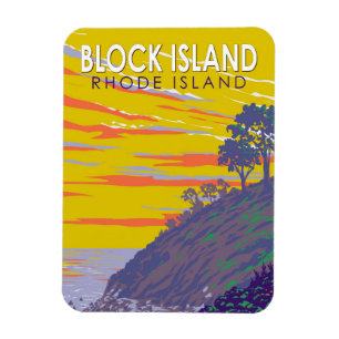 ブロックアイランドロードアイランドトラベルアートヴィンテージ マグネット