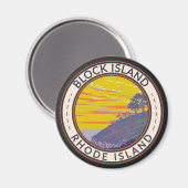 ブロックアイランドロードアイランドトラベルアートヴィンテージ マグネット (正面/裏面)