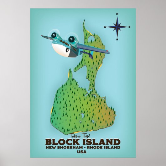 ブロックアイランド ニューシャアハム ロードアイランド州 ポスター (正面)