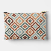 ブロックアステカシンボルの大きいPtnティール(緑がかった色)Crmテラコッタ アクセサリーポーチ (裏面)