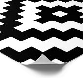 ブロックアステカシンボルBig Ptn Black & White I ポスター (角)