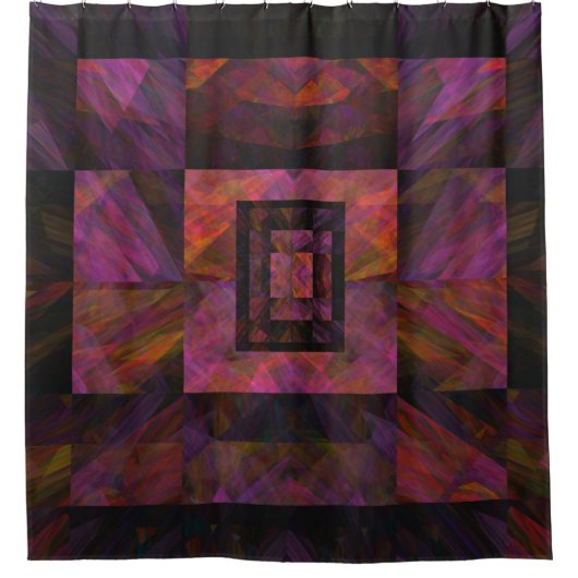 ブロックカラフルアートワークの暗い銀河系 シャワーカーテン (正面)