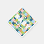 ブロックカラフルチェッカーボード赤ちゃんシャワー スタンダードカクテルナプキン (角)