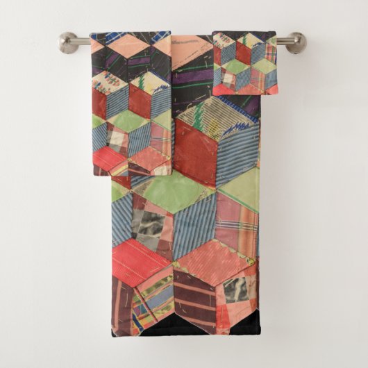 ブロックキルトピースのタンブル バスタオルセット (インサイチュ)