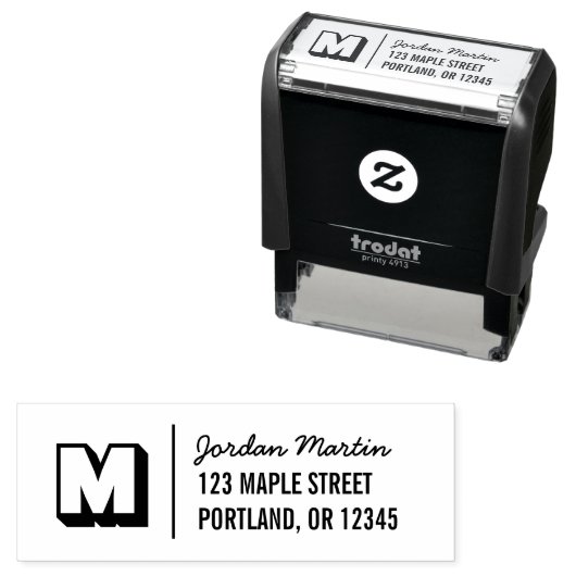 ブロックキーモノグラムとスクリプト名の差出人住所 セルフインキングスタンプ (インサイチュ)