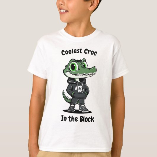 ブロッククールキッズのTシャツのCroc -おもしろいのCroc Tシャツ (正面)