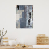'ブロック'グレーとベージュ抽象芸術アートポスタープリント ポスター (キッチン)