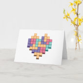 ブロックゲームハートレトロスタイル カード (黄色い花)