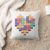 ブロックゲームハートレトロスタイル クッション (ブランケット)