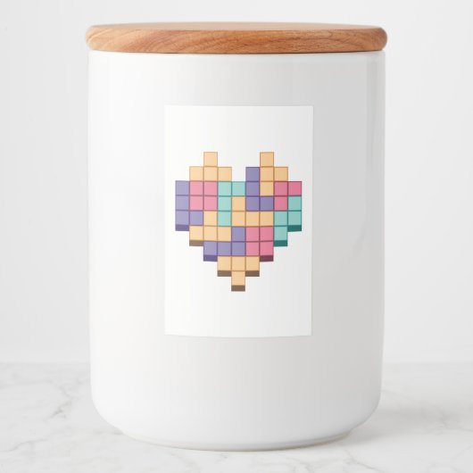 ブロックゲームハートレトロスタイル フードラベル (正面)