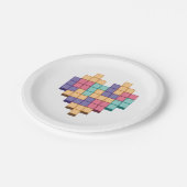 ブロックゲームハートレトロスタイル ペーパープレート (アングル)