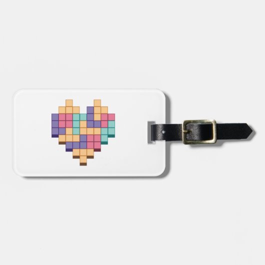 ブロックゲームハートレトロスタイル ラゲッジタグ (正面横)