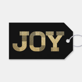 ブロックスタイリッシュフォント金ゴールドグリッタージョイモダンホリデイ ギフトタグ