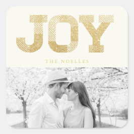 ブロックスタイリッシュフォント金ゴールドグリッタージョイモダンホリデイ スクエアシール