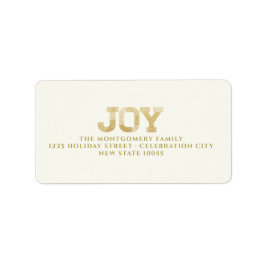 ブロックスタイリッシュフォント金ゴールドグリッタージョイモダンホリデイ ラベル