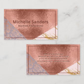 ブロックスタイリッシュ大理石ダマスクバラゴールドフォイル 名刺 (正面/裏面)