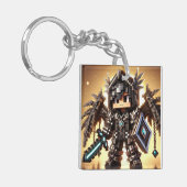 ブロックスタイルのダークドラゴンダイヤモンドソード キーホルダー (正面左)