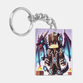 ブロックスタイルのダークドラゴンダイヤモンドソード キーホルダー (正面左)