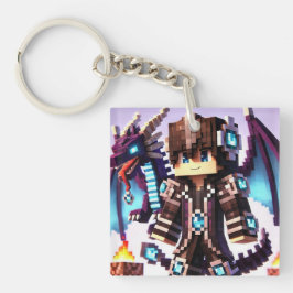 ブロックスタイルのダークドラゴンダイヤモンドソード キーホルダー