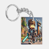 ブロックスタイルのダークドラゴンダイヤモンドソード キーホルダー (正面左)